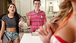 Gina Valentina brought the new foreign exchange sternest, Jordi, home for a study session, but all he can focus on is her new stepmom’s tits! Mercedes Carrera can’t help it that she’s so horny, it’s just in her to fuck