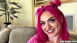 An awesome dick-riding session with a pink-haired hottie Gracie Gates
