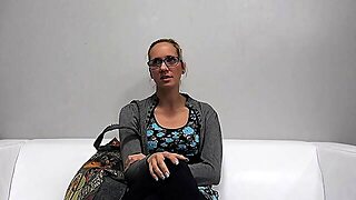 Blonde cumshot amateur MILF POV jerking in the kitchen