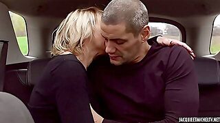 Mature blonde lady in black stockings, Auisa Belle got fucked in the ass, in her car