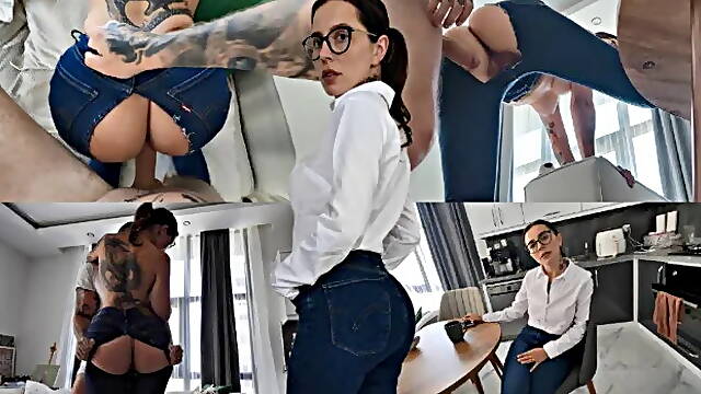 My Stepsister was Going to an Interview, but I Tore Her Jeans and Ass!