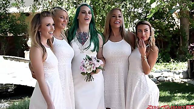 Bitches swap cocks during wedding party in dirty foursome kinks