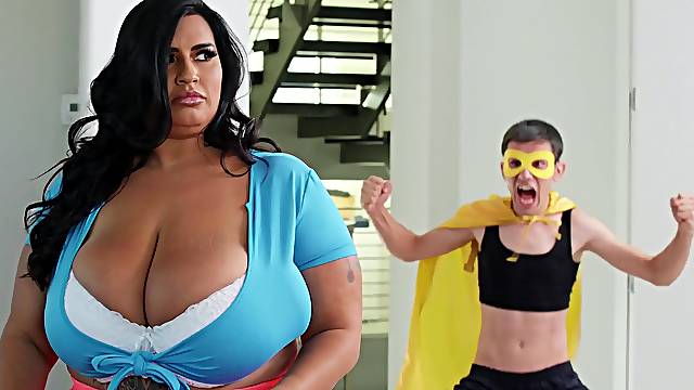 Young boy fucks fat ass Latina mom and cums on her huge tits