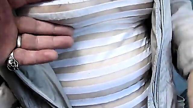 Groping Breasts in a Sheer Blouse in Public Market