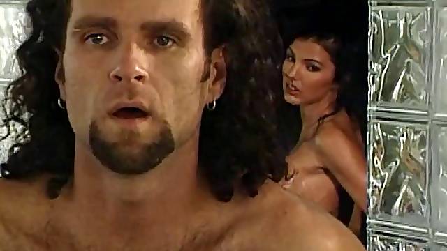 Couple have orgasms as brunette with big tits gets her anus drilled