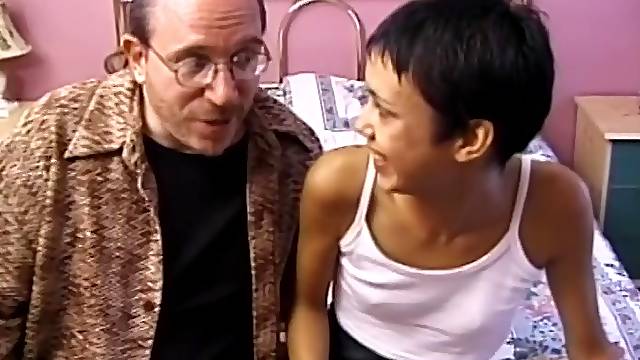 Amateur fucking between an old guy and skinny amateur slut Tamara