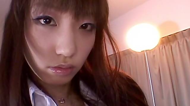 Closeup POV video of China Yuki sucking a dick and eating cum