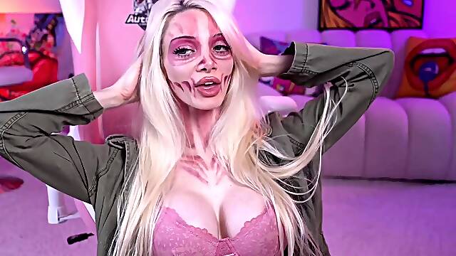 Big Boobed Blonde Masturbates With A Dildo In The Bathroom
