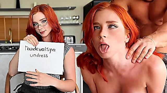 Redhead Russian Teacher Deepthroats, Hard Fucks Student and gets Cum on Big A...