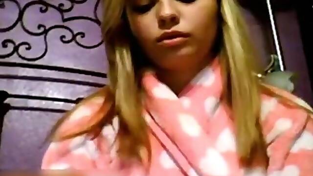 Busty blonde girl plays with herself on omegle