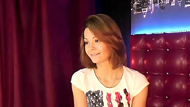 Brunette Rusian beauty performs on webcam show