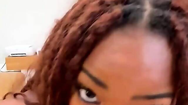 POV Huge Tits Ebony Sucks And Rides Cock