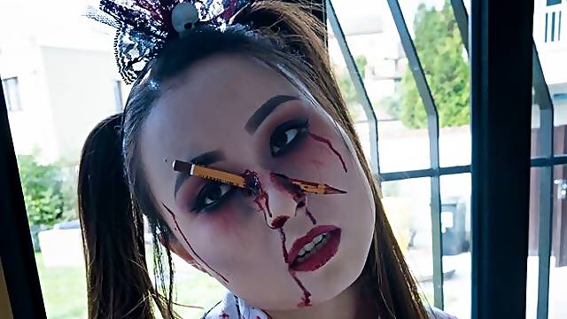 Zombie teen Halloween double team