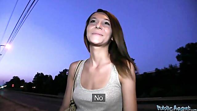 Stranger Talks a Bright-Eyed Brunette Into Open-Air Sex