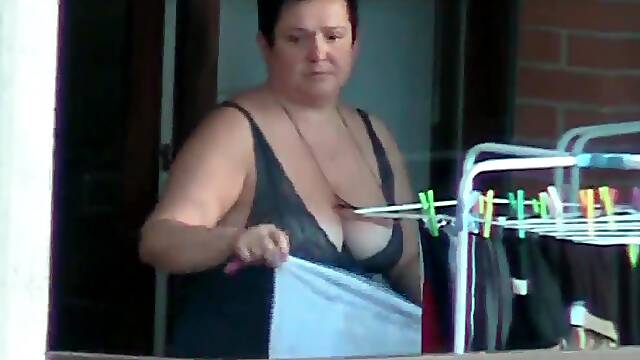 Big Tit Neighbor on balcony