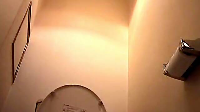 Japanese bimbos taking a piss in the toilet on hidden camera