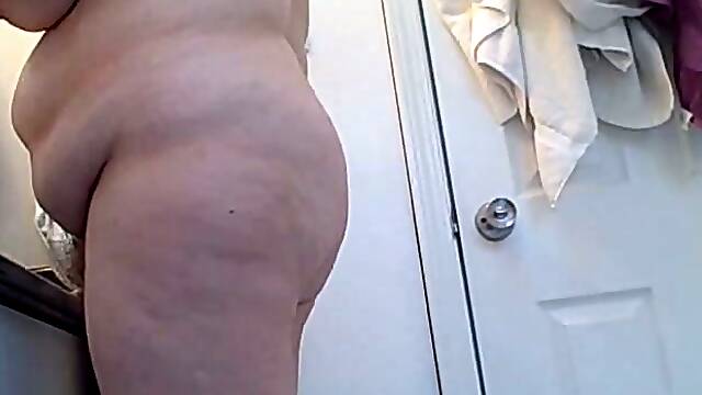 My hairy fat slutty wife filmed on the spy cam in the bathroom