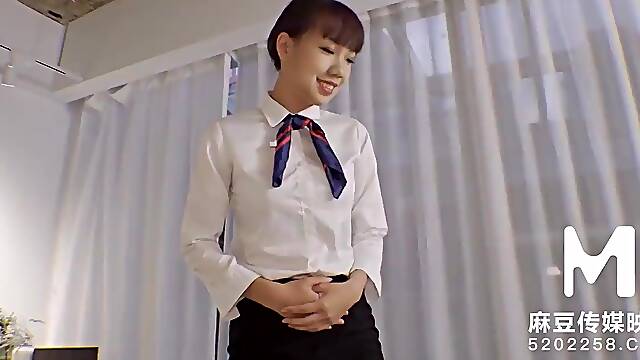 Chinese pervert picked up tiny stewardess outdoor and fucked in all his lovely poses.