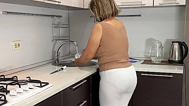 The stepmom realized that she would not be allowed to cook dinner and allowed her to fuck her ass