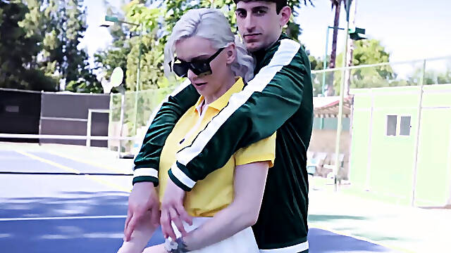 Friendly tennis match turns into a stepson swap with MILFs Kenzie Taylor and Mon