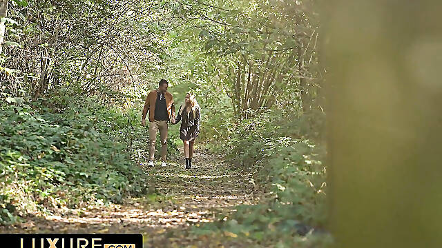 Wife sharing with a friend in a forest