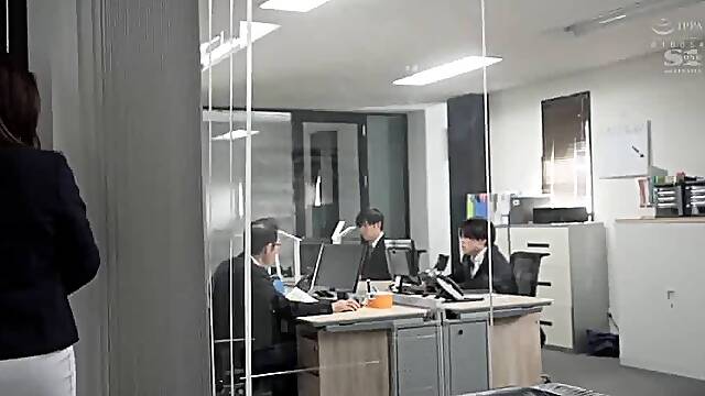 Japanese Hikaru Nagi K-cup secretary gets licked and violated by her slug-like boss until she cums