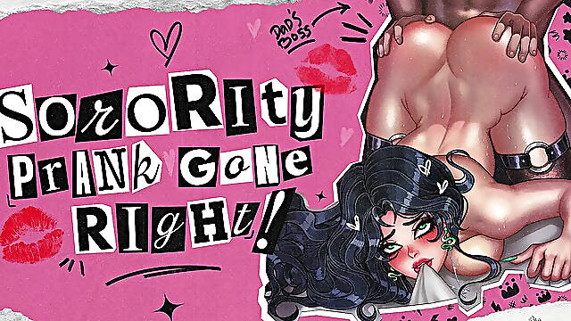 Sorority slut crashes party, gives deepthroat & facefuck