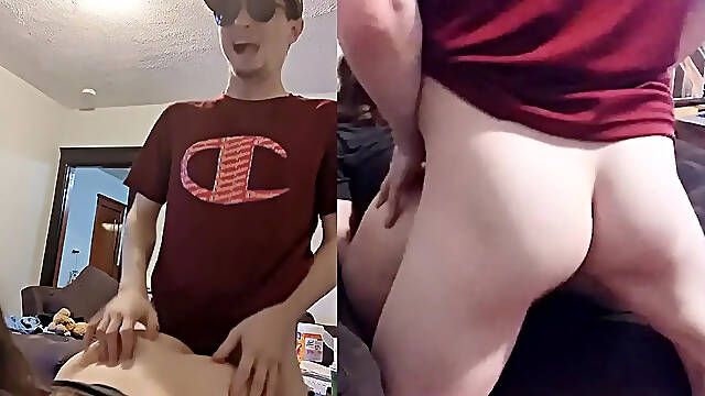 College loser tries to fuck Heather Kane but ends up getting a cream pie