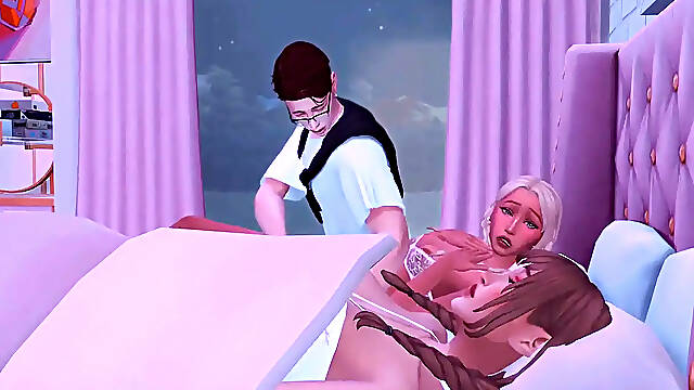 Stepmother and friend seduce young man for anime 3D threesome