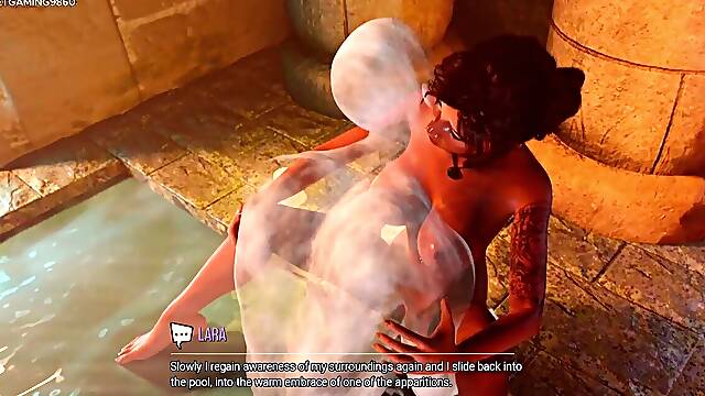 Lara Croft takes on a massive monster cock in an animated session