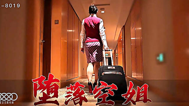 Hot Chinese flight attendant cheats with 18-year-old amateur