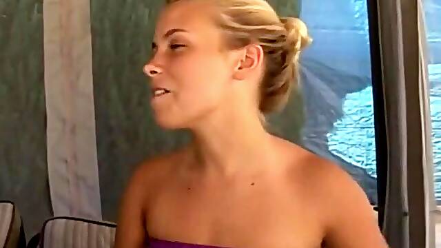 Blonde teen Casey Parker was being fucked on the couch