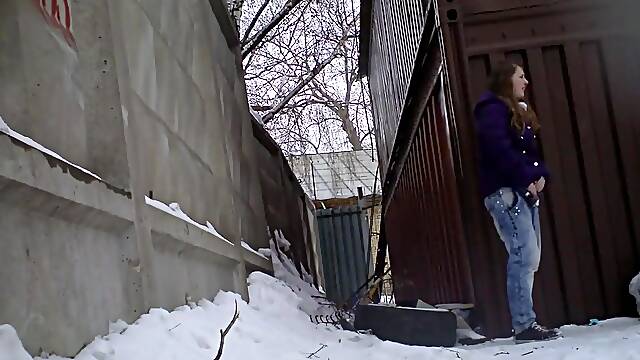 Spy pissing russian teen in the nature
