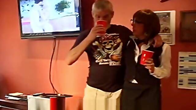 Old GRANNY turns SLUT at the POOL HALL