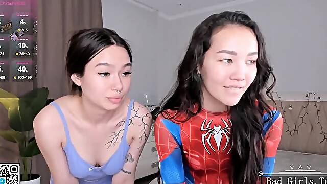 Big booty ass and pretty tits asian teen lesbians