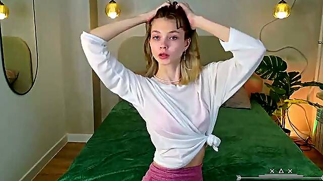 Super cute small tits skinny booty blonde web teen