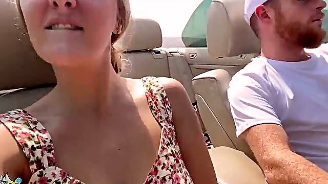 ROAD HEAD TURNS INTO A CREAMPIE FUCK on the side of the road - Horny Hiking - POV 4K