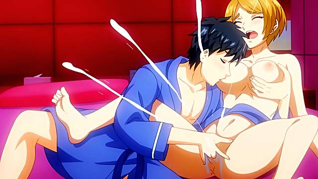 Cute newlywed begs for more as hubby licks and fingers her to orgasm (Exclusive Anime)