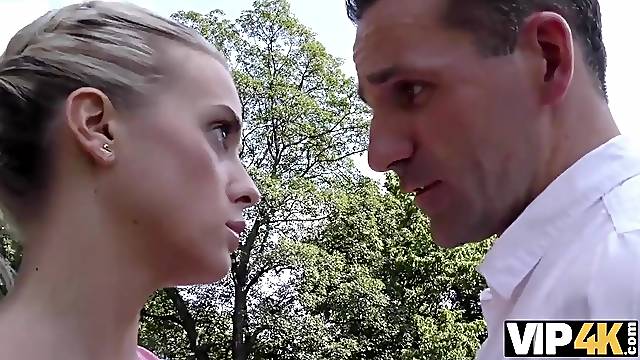 VIP4k. Man invites couple to his place and fucks young cutie girl for cash - hard sex