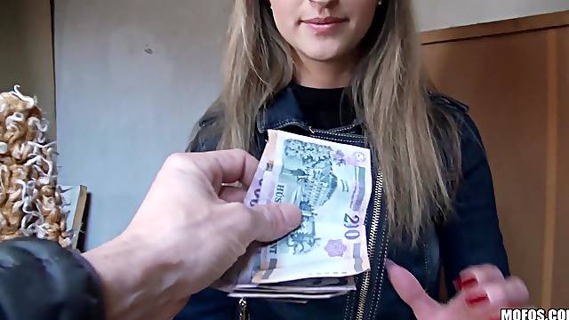 Melanie blows and gets fucked for money in hardcore POV
