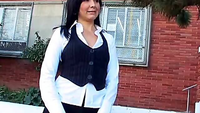 Attractive cougar in miniskirt getting her shaved pussy fingered in pov shoot