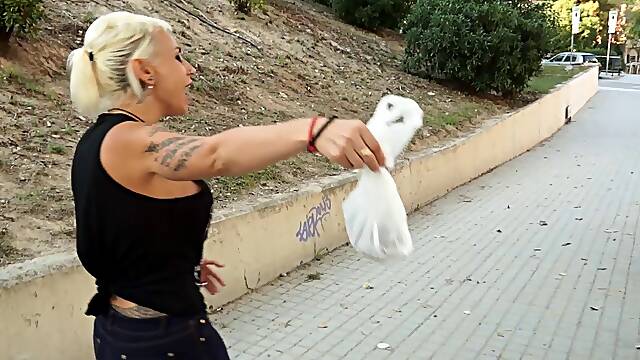 His cock is rigid for the blonde punk with big tits