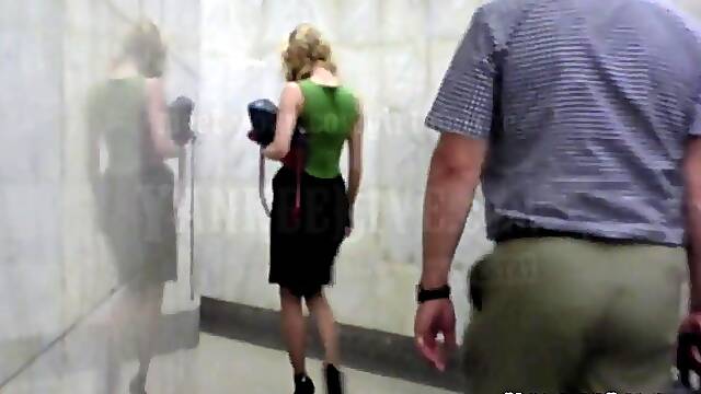Amazing Upskirted Babe With A Big Surprise