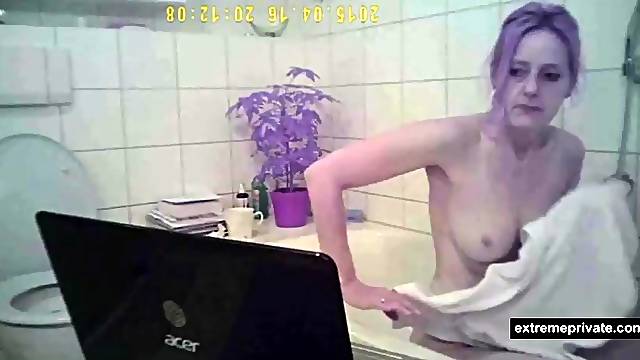 My bathing wife. I know it is not right to spy on your own wife