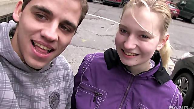 Blue eyed blonde cutie Monika L picked up on the street and pounded