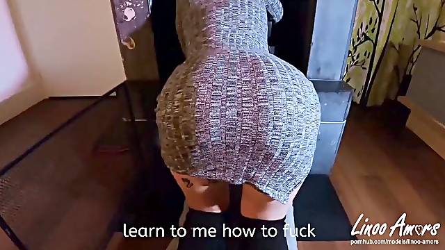 Stepmom Stuck in Fireplace is Drilled by Stepson in Vagina and Butt (creampie)