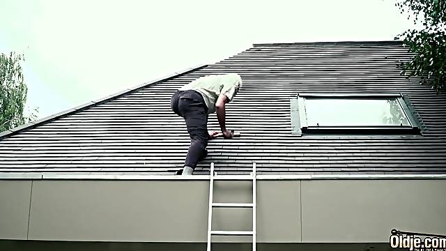 70 year old grandpapa bangs eighteen year old hotty groans with enjoyment and swallows