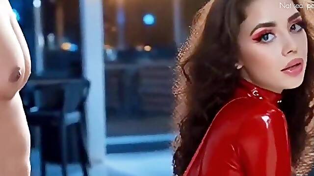Hawt red latex wearing Gal Get Anal hard sex-Virtual Sex-Aipornmix[Generated Ai]