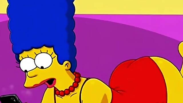 Married Housewife Cheats on Her Cuckold Spouse on a Pink Daybed. Toon Parody Simpsons. Anime