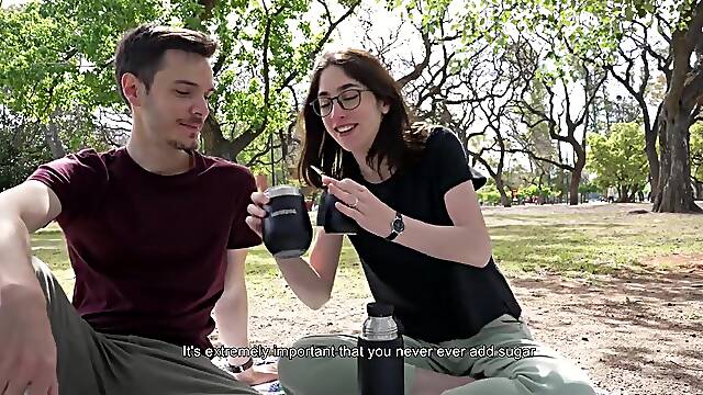 How does a day at the park end up with a public fellatio? - Cute teen swallows cum